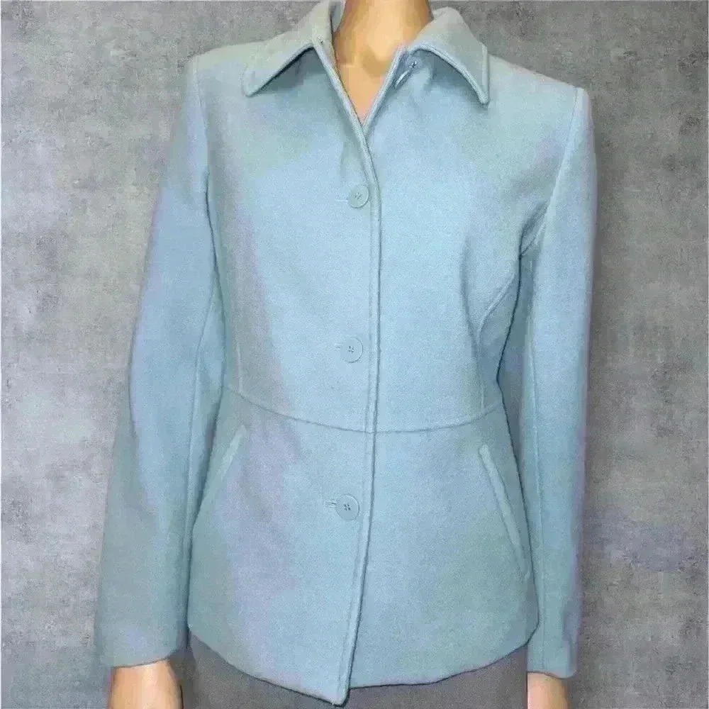 Chadwicks Women's Light Blue Wool Jacket - Classic Button-Up Design size 6 - Picture 6 of 10